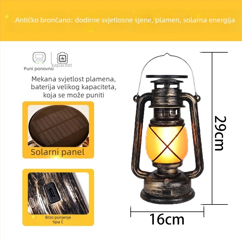 Bar stolna lampa s dizajnom retro fenjera, plastično kućište, model HT-TD1W291, ≤36V, noćna svjetlost, atmosfersko osvjetljenje, DIY ukrasi