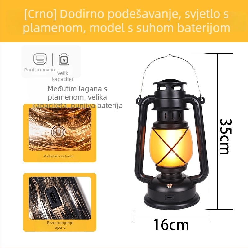 Bar stolna lampa s dizajnom retro fenjera, plastično kućište, model HT-TD1W291, ≤36V, noćna svjetlost, atmosfersko osvjetljenje, DIY ukrasi