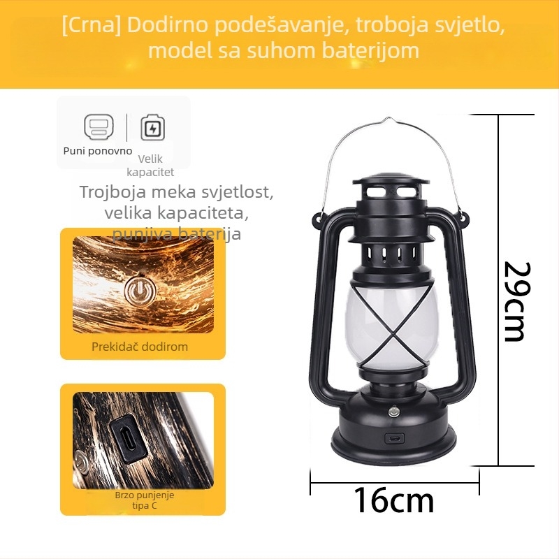 Bar stolna lampa s dizajnom retro fenjera, plastično kućište, model HT-TD1W291, ≤36V, noćna svjetlost, atmosfersko osvjetljenje, DIY ukrasi