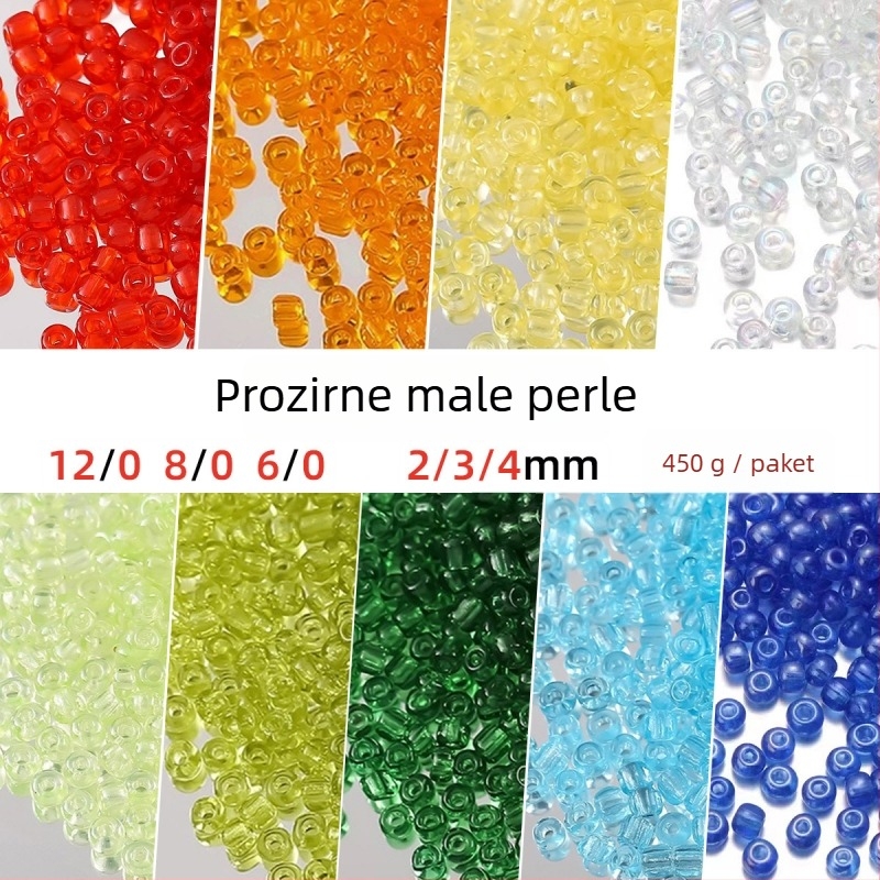 Dječji pleteni narukvica od prozirnih staklenih perlica – rižaste perle, DIY dodaci