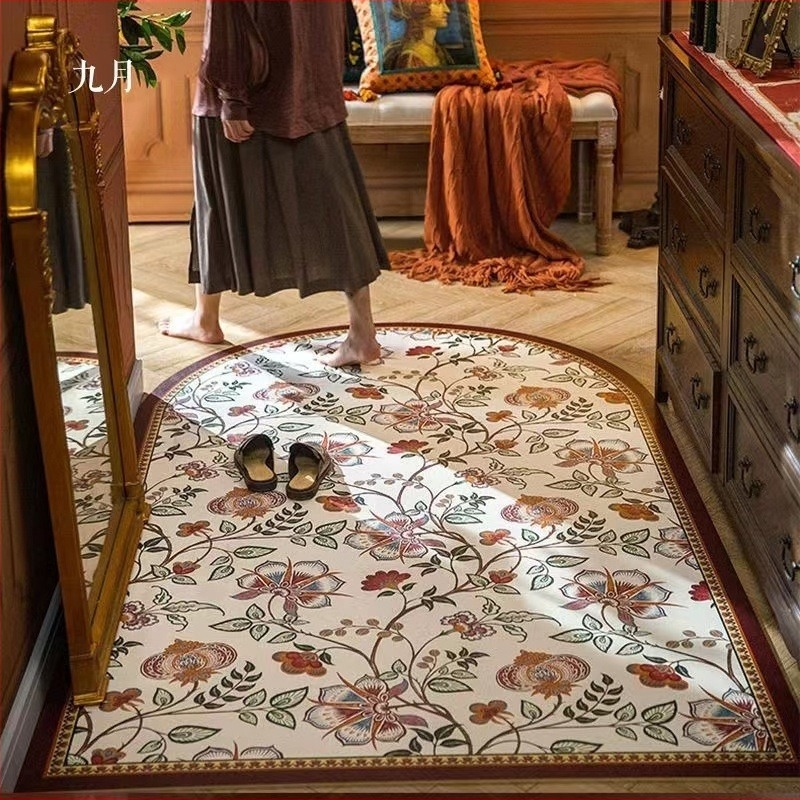 Ulazna prostirka od PU kože, cvjetni uzorak, kvadratni oblik, prilagodljiva za ulazni prostor