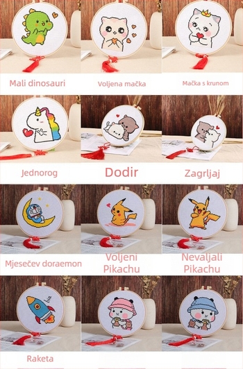 Set za križni bod s motivom crtića: jednostavno šivanje koncem, DIY materijali za djecu, početnici, jednorog, 2023