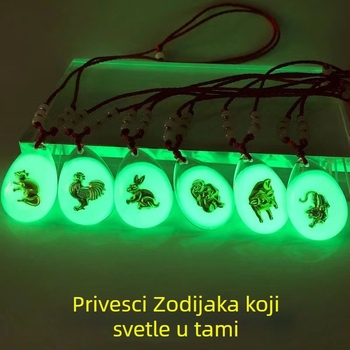 Sjajna ogrlica sa zodijalnim kristalnim privjeskom, 12 znakova, ručna izrada, lanac od užeta, unisex