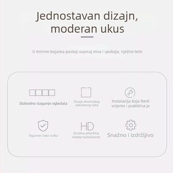Samoljepljivo zidno ogledalo pločica, minimalističko ogledalo za spavaću sobu, geometrijski apstraktni uzorak, vodootporno i otporno na masnoće, akril, svijetlosiva, zaobljeni rubovi 2,0 mm, 1 kom.