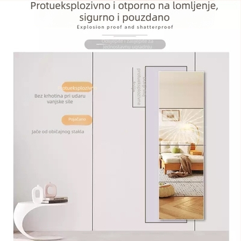 Samoljepljivo zidno ogledalo pločica, minimalističko ogledalo za spavaću sobu, geometrijski apstraktni uzorak, vodootporno i otporno na masnoće, akril, svijetlosiva, zaobljeni rubovi 2,0 mm, 1 kom.