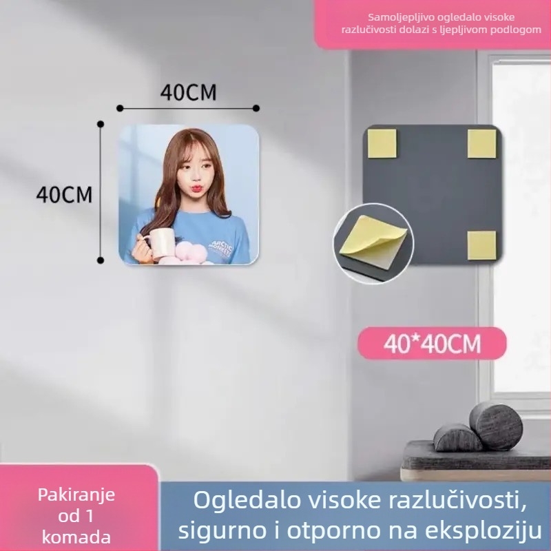 Samoljepljivo zidno ogledalo pločica, minimalističko ogledalo za spavaću sobu, geometrijski apstraktni uzorak, vodootporno i otporno na masnoće, akril, svijetlosiva, zaobljeni rubovi 2,0 mm, 1 kom.