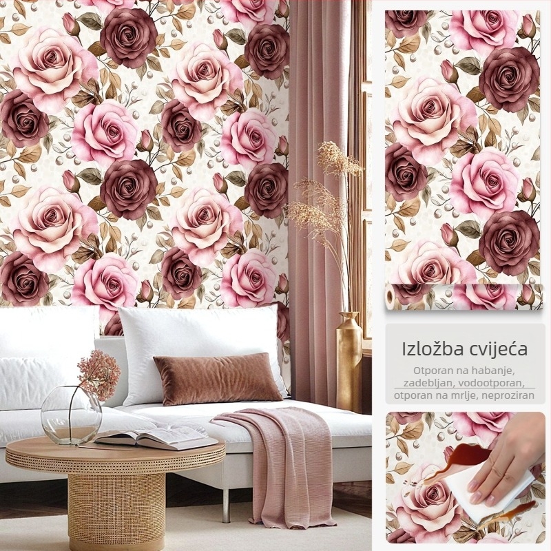 Samoljepljiva tapeta za namještaj s floralnim retro uzorkom, za vrata ormara i garderobnih komoda, vodootporna