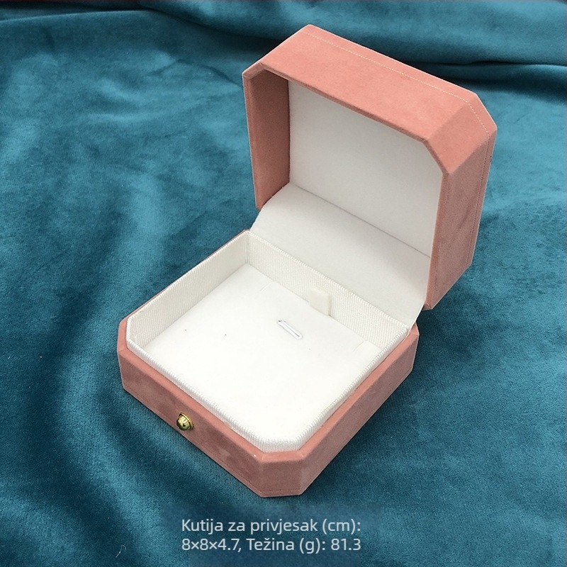 Osmougl kutija za nakit s flanelnom uloškom za pakiranje bisernog nakita (Materijal: flanel; Vrsta pakiranja: kutija za pakiranje; Razina pakiranja: prodajno/terminalno pakiranje; Svrha: pakiranje bisernog nakita; Zalihe: spremne zalihe (prilagodba))