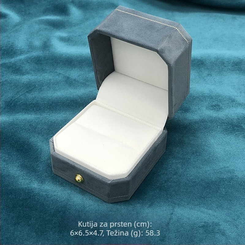 Osmougl kutija za nakit s flanelnom uloškom za pakiranje bisernog nakita (Materijal: flanel; Vrsta pakiranja: kutija za pakiranje; Razina pakiranja: prodajno/terminalno pakiranje; Svrha: pakiranje bisernog nakita; Zalihe: spremne zalihe (prilagodba))