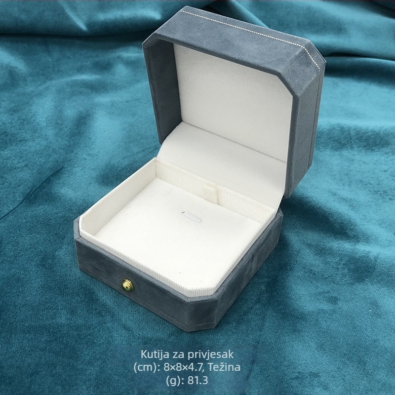 Osmougl kutija za nakit s flanelnom uloškom za pakiranje bisernog nakita (Materijal: flanel; Vrsta pakiranja: kutija za pakiranje; Razina pakiranja: prodajno/terminalno pakiranje; Svrha: pakiranje bisernog nakita; Zalihe: spremne zalihe (prilagodba))