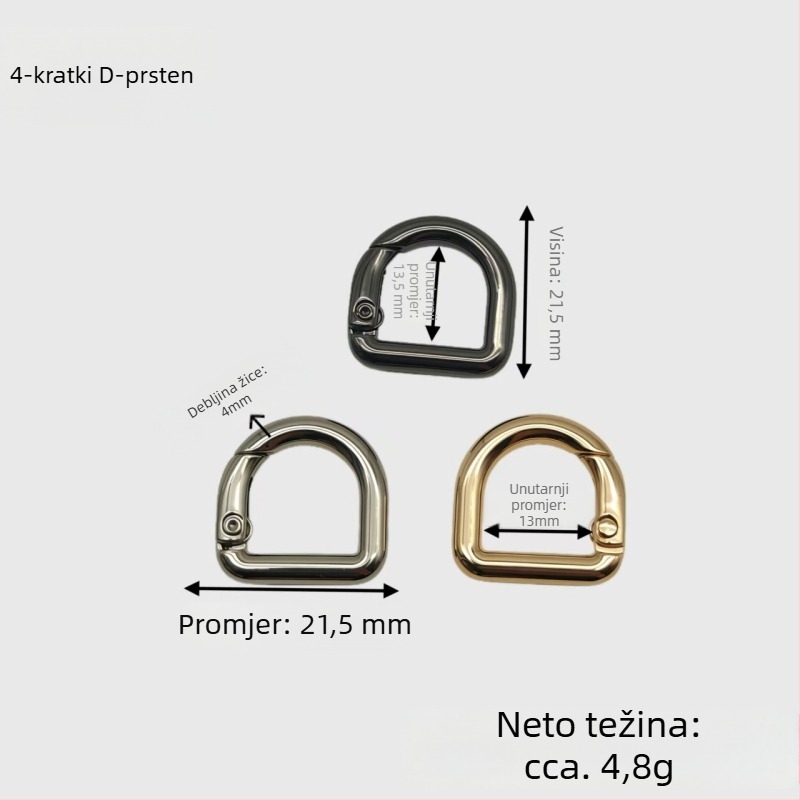 Set hardvera za torbe u D-obliku: prsten s oprugom, D‑kopča, kopča za naramenicu | Metal | Jesensko izdanje 2024 | Pribor za prtljagu