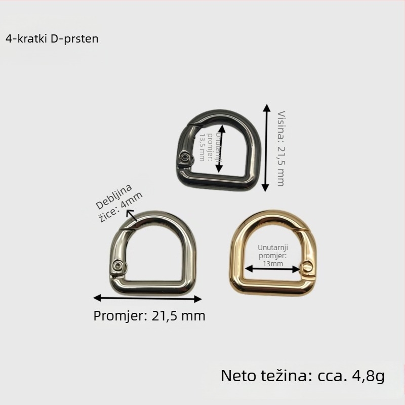 Set hardvera za torbe u D-obliku: prsten s oprugom, D‑kopča, kopča za naramenicu | Metal | Jesensko izdanje 2024 | Pribor za prtljagu