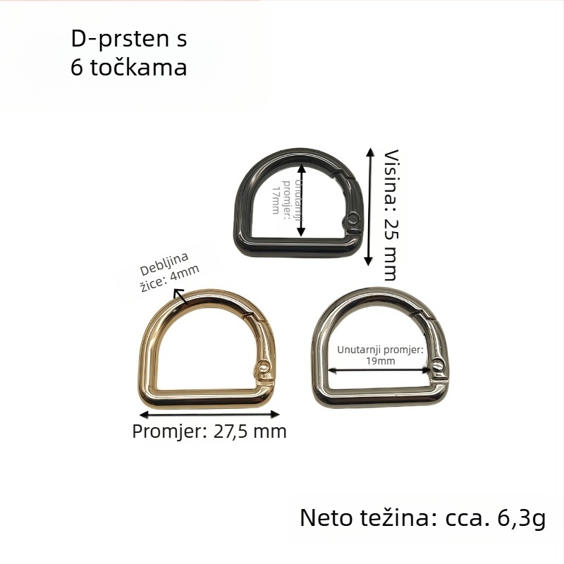 Set hardvera za torbe u D-obliku: prsten s oprugom, D‑kopča, kopča za naramenicu | Metal | Jesensko izdanje 2024 | Pribor za prtljagu