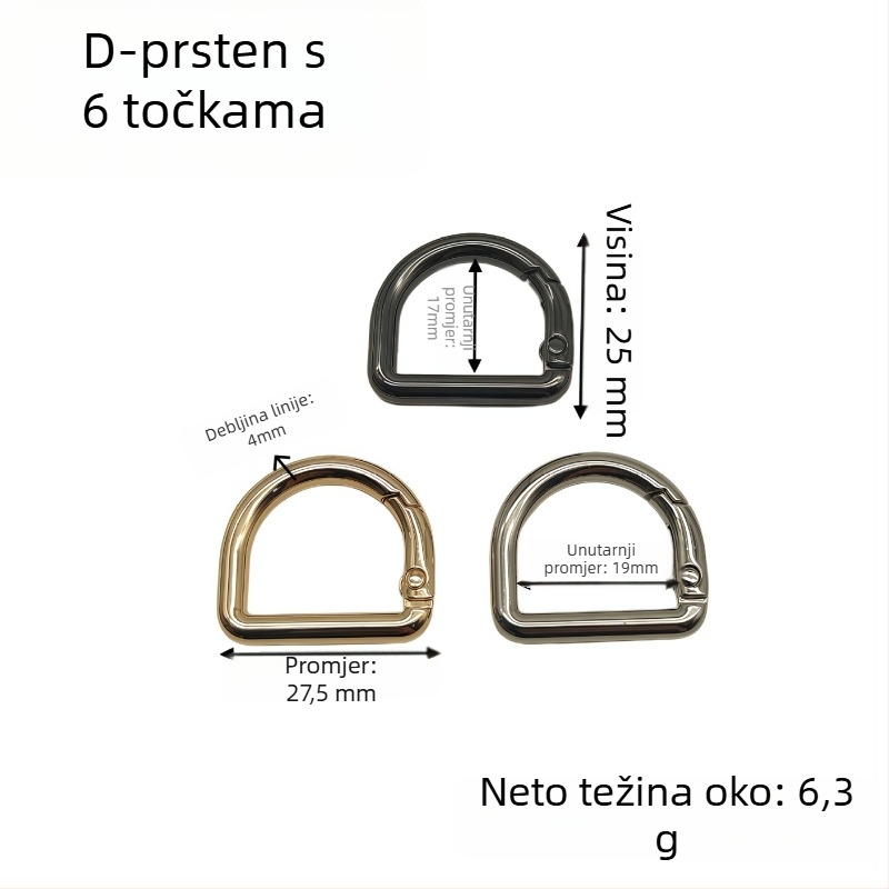 Set hardvera za torbe u D-obliku: prsten s oprugom, D‑kopča, kopča za naramenicu | Metal | Jesensko izdanje 2024 | Pribor za prtljagu