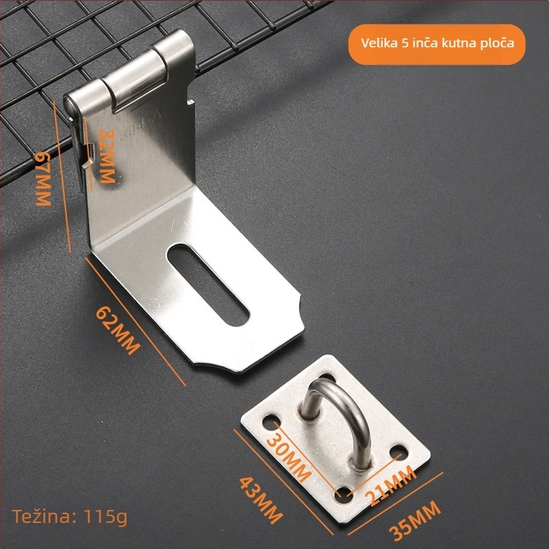 Ploca zaključavanja od nehrđajućeg čelika, model 06 Lock Card, za ladice, ormane, drvene kutije, prozore i vrata, završna obrada wire-drawing, moderan minimalistizam