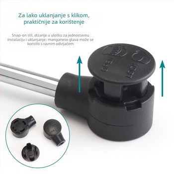 Kratka potporna šipka za vrata s aluminijskim okvirom i staklom — Materijal: hladno valjani čelik + ABS, Proizvodnja: lijevanje pod pritiskom (die casting), Moderan minimalistički stil