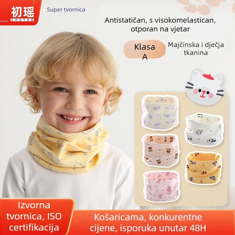 Dječji pamučni šal s karikaturnim uzorkom, pravokutnog oblika, topao za jesen i zimu