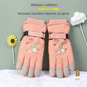 Dječje zimske rukavice za skijanje, uzrast 10-13 godina, karikatura dizajn, vodootporne, protuklizne, tople s fleec podstavom