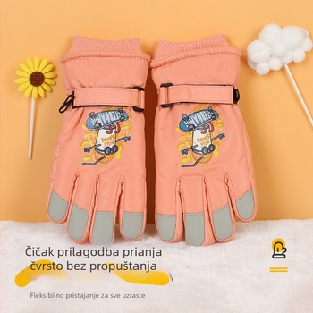 Dječje zimske rukavice za skijanje, uzrast 10-13 godina, karikatura dizajn, vodootporne, protuklizne, tople s fleec podstavom