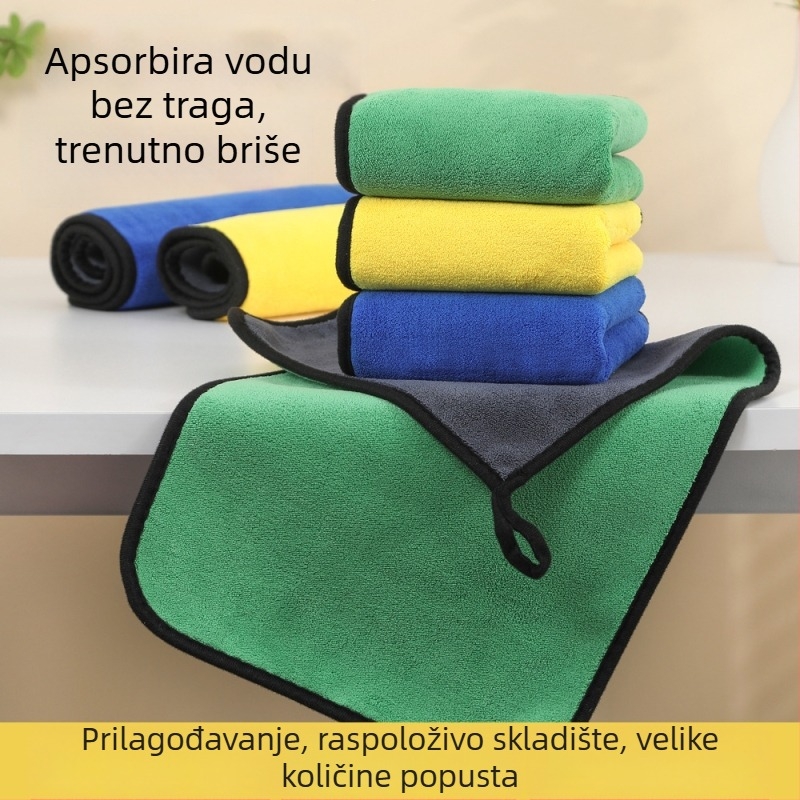Višenamjenska krpa za auto od koralnog fleecja, dvostrano debela tkanina, 500–600 g, šavovi na rubu i završna obrada velurom