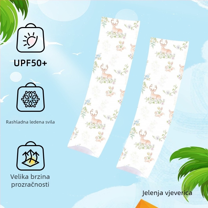 Dječji UV zaštitni rukavi, prozračni, s karikaturnim uzorkom, za dob 1–13 godina
