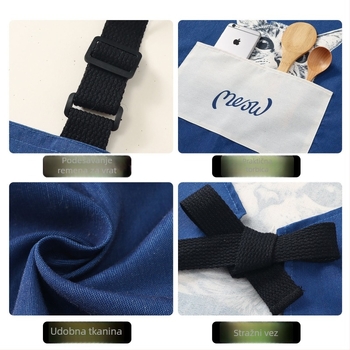 Bez rukava platnena kuhinjska pregača za kuhinju i catering – prozračna, otporna na prljanje, motiv crtić