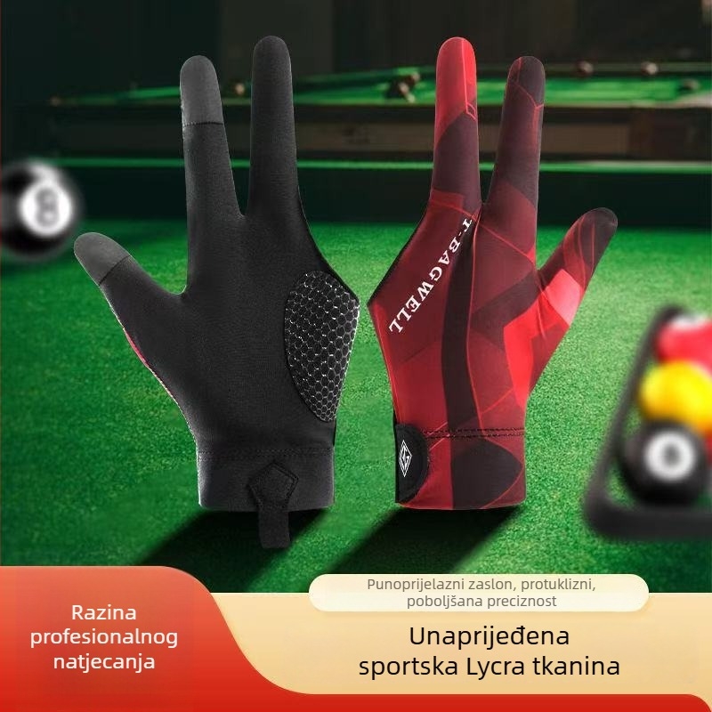 Tanke rukavice za bilijar - troprstne, prozračne, protuklizne, s poluprstom