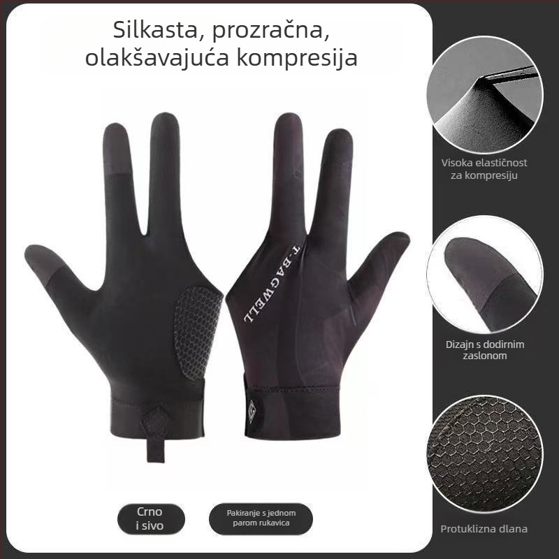 Tanke rukavice za bilijar - troprstne, prozračne, protuklizne, s poluprstom