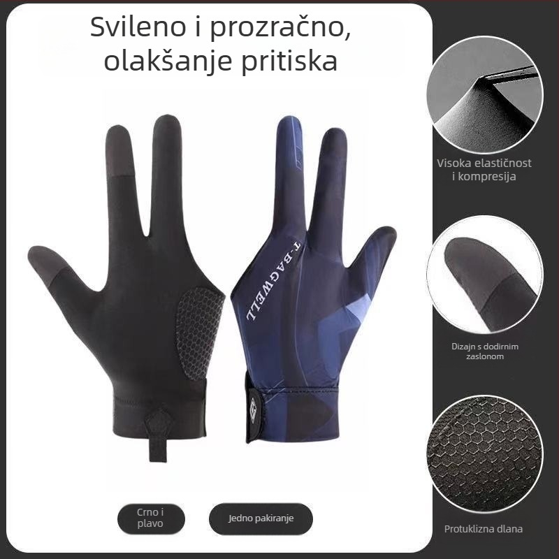 Tanke rukavice za bilijar - troprstne, prozračne, protuklizne, s poluprstom