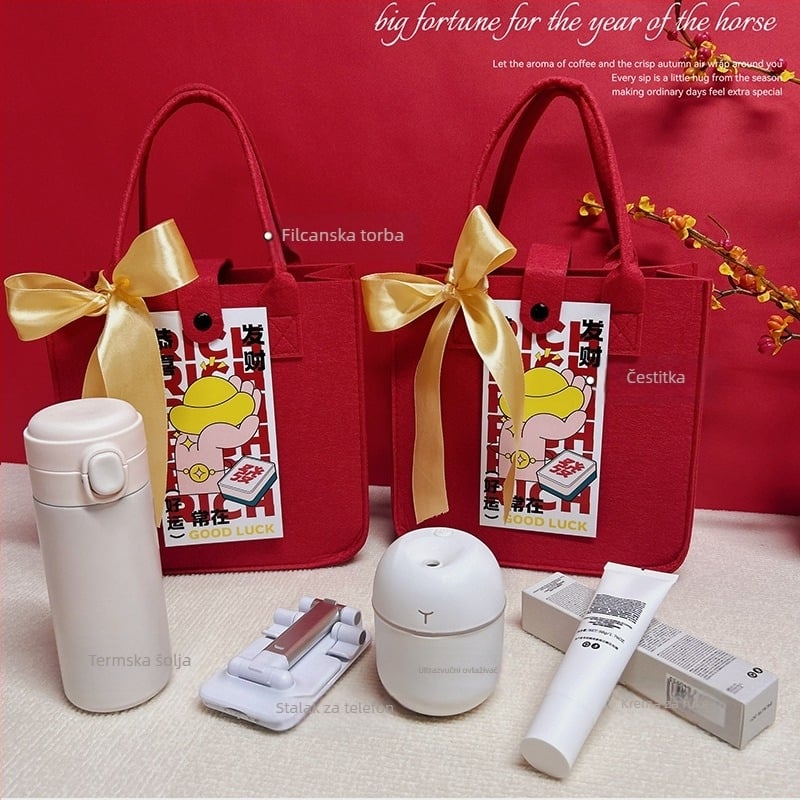 Poslovni poklon set od filca, kineskog stila, u poklon kutiji; pogodna za korporativne, promotivne i reklamne poklone.