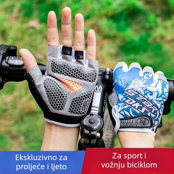 Rukavice za biciklizam za muškarce i žene, tanke, neklizajuće, upijaju znoj, prozračne, dizajn s pola prsta