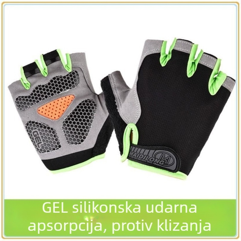 Rukavice za biciklizam za muškarce i žene, tanke, neklizajuće, upijaju znoj, prozračne, dizajn s pola prsta
