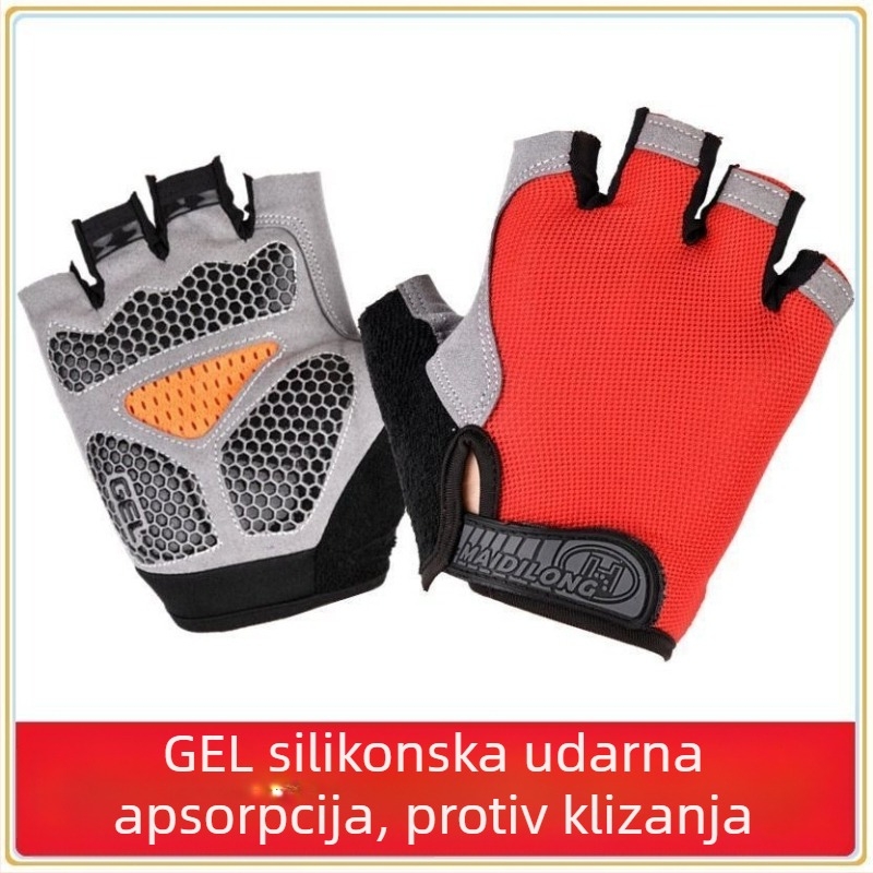 Rukavice za biciklizam za muškarce i žene, tanke, neklizajuće, upijaju znoj, prozračne, dizajn s pola prsta