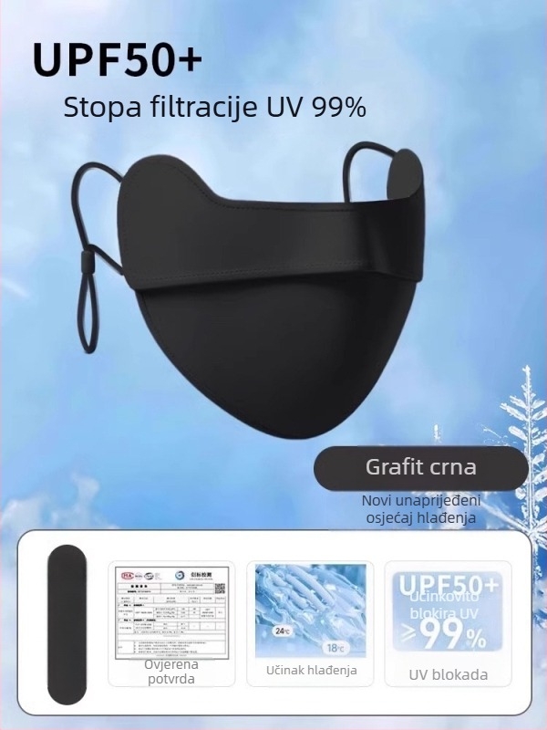 Prozračna sun maska za lice za žene, zaštita očiju, Ice Silk vlakno 71–80%, korejski stil, polukriven dizajn