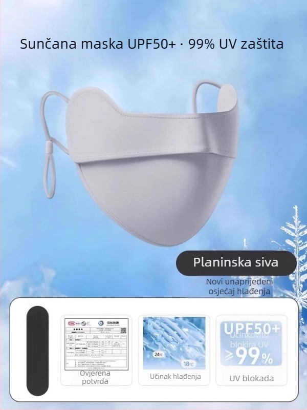 Prozračna sun maska za lice za žene, zaštita očiju, Ice Silk vlakno 71–80%, korejski stil, polukriven dizajn
