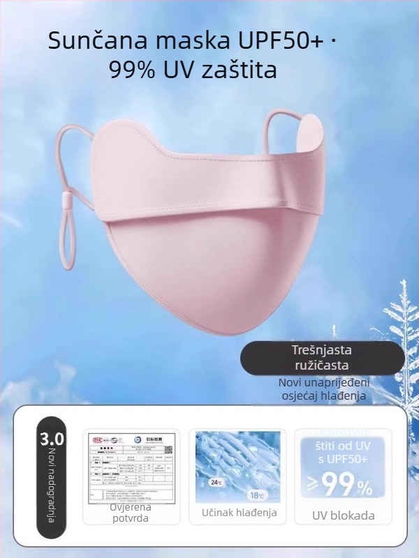 Prozračna sun maska za lice za žene, zaštita očiju, Ice Silk vlakno 71–80%, korejski stil, polukriven dizajn