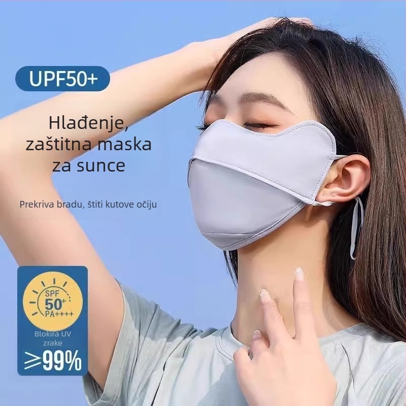 Prozračna sun maska za lice za žene, zaštita očiju, Ice Silk vlakno 71–80%, korejski stil, polukriven dizajn