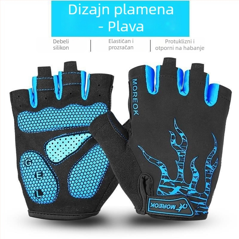 Unisex rukavice za biciklizam sa zaštitom od sunca, prozračne, pola prsta