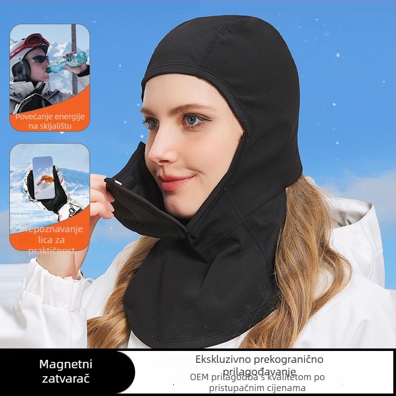 Magnetska maska za lice za skijanje s UV zaštitom, vodootporna tkanina, flis podstava, unisex