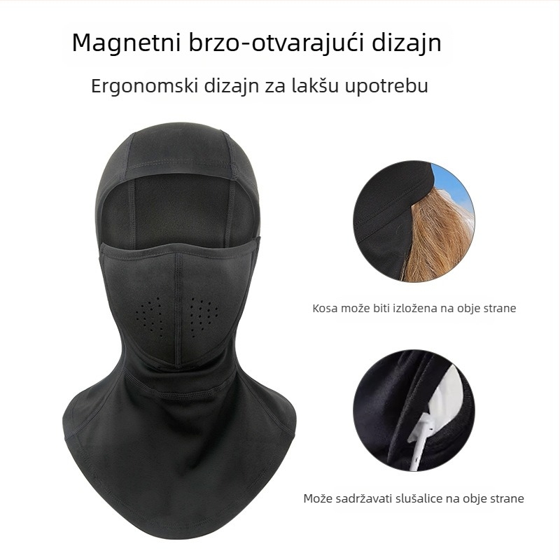 Magnetska maska za lice za skijanje s UV zaštitom, vodootporna tkanina, flis podstava, unisex