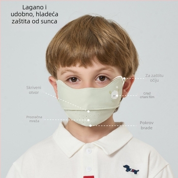 Dječja ljetna maska za lice s UV zaštitom, prozračna, lagana, nylon ice silk materijal, za djecu 3–8 godina