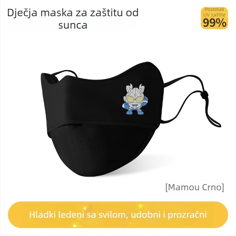 Dječja ljetna maska za lice s UV zaštitom, prozračna, lagana, nylon ice silk materijal, za djecu 3–8 godina