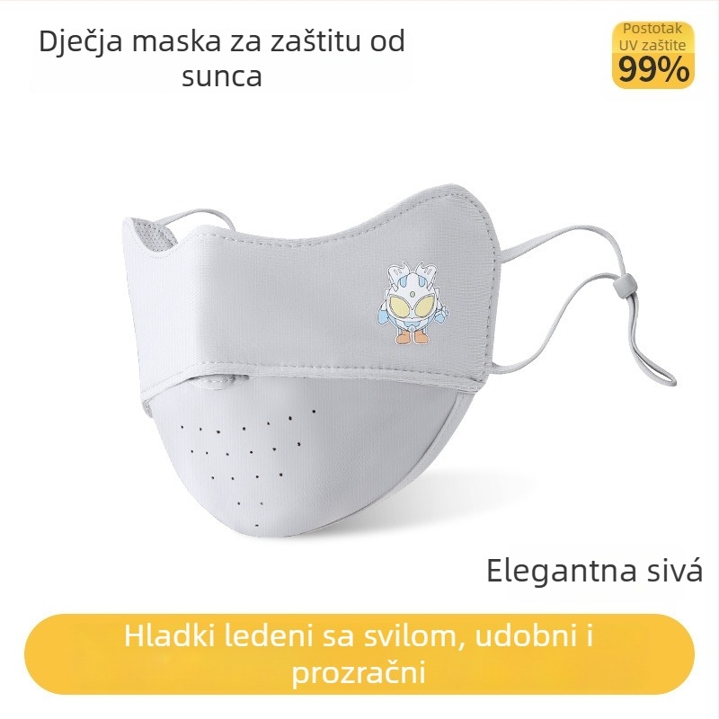 Dječja ljetna maska za lice s UV zaštitom, prozračna, lagana, nylon ice silk materijal, za djecu 3–8 godina