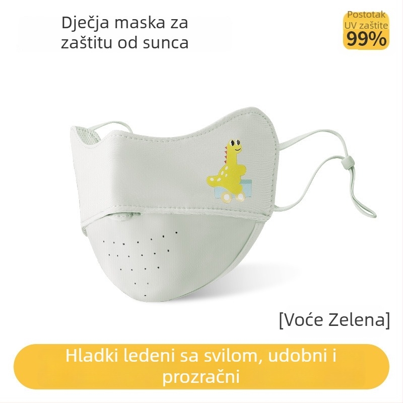 Dječja ljetna maska za lice s UV zaštitom, prozračna, lagana, nylon ice silk materijal, za djecu 3–8 godina