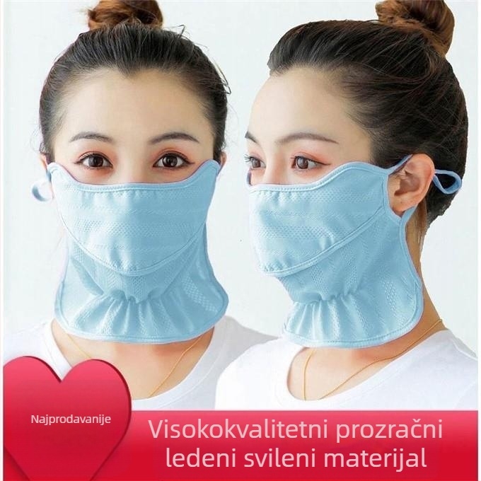 Prozračna ljetna maska za lice s UV zaštitom, polovičnim prekrivanjem, od Ice Silk poliester tkanine