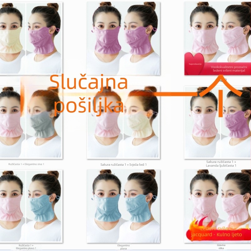 Prozračna ljetna maska za lice s UV zaštitom, polovičnim prekrivanjem, od Ice Silk poliester tkanine