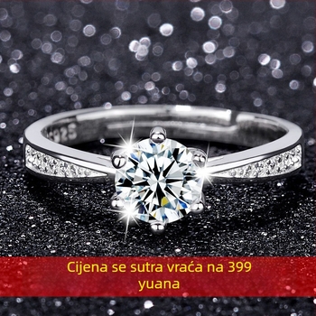 Moissanitni prsten sa šest kandži, jedan karat, srebrni nakit s platinskim premazom, ručna izrada, unisex