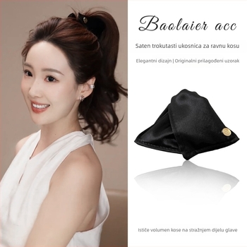 Satenska trokutasta kopča za kosu za žene, ručna izrada, proljeće 2025