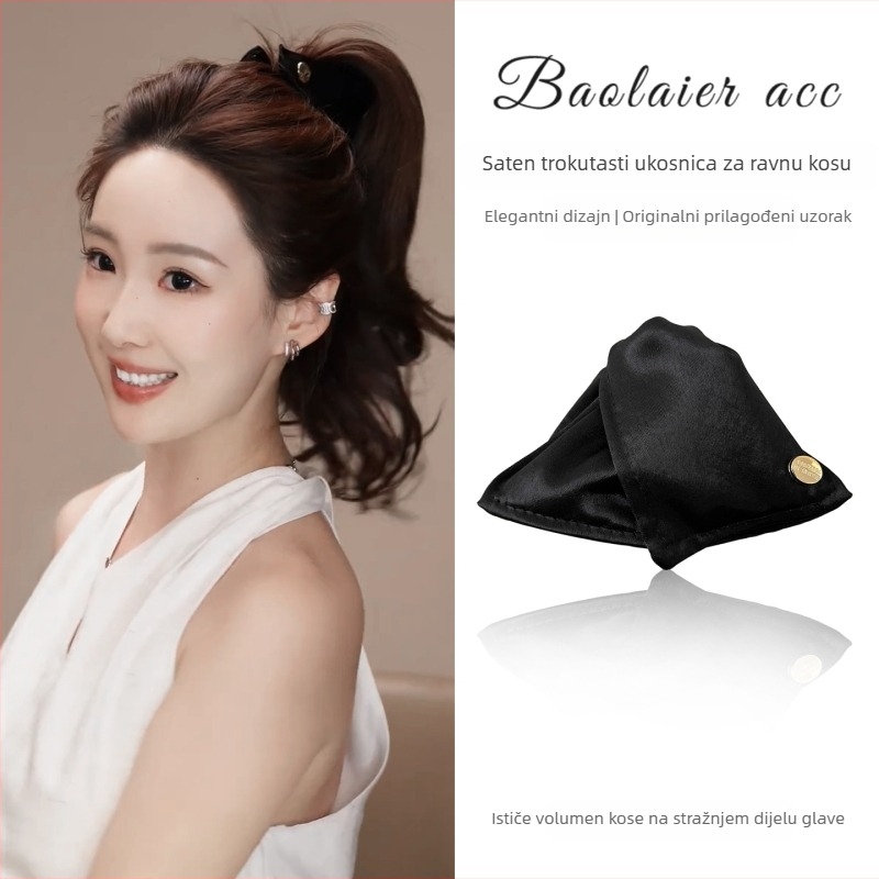 Satenska trokutasta kopča za kosu za žene, ručna izrada, proljeće 2025