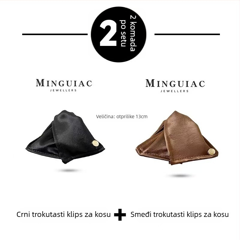 Satenska trokutasta kopča za kosu za žene, ručna izrada, proljeće 2025